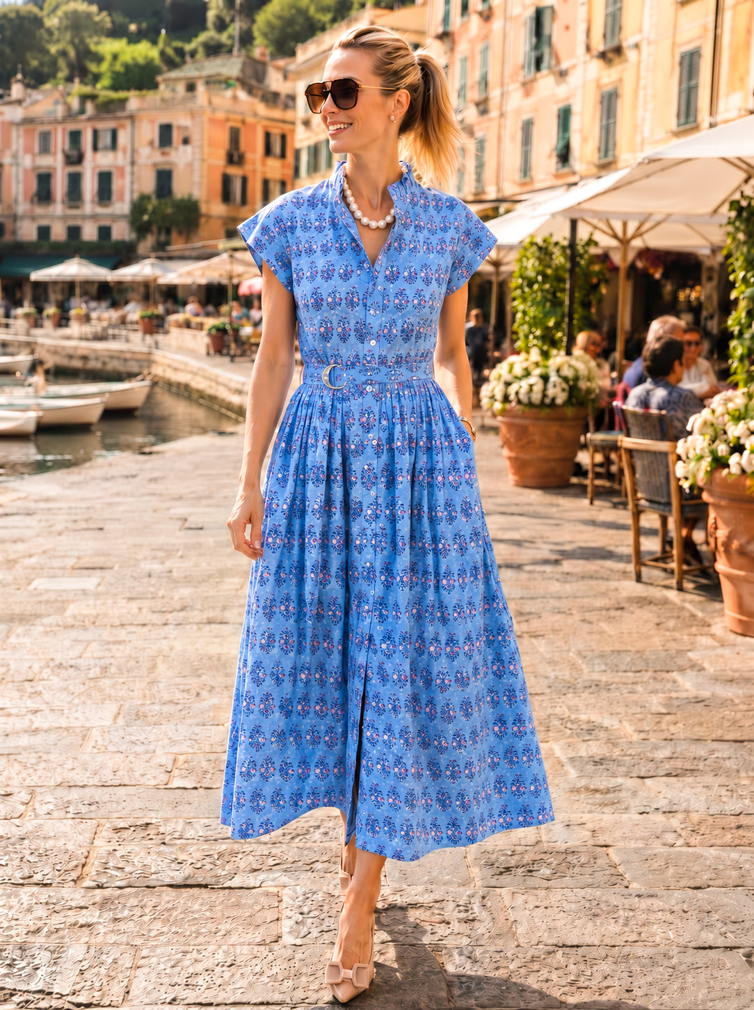 cornflower blue midi dress The Margot — Block Print Cotton Dress ProductID: 108662 making it an essential Ryoti Baby Blue Mini Color:Black Polka Dot