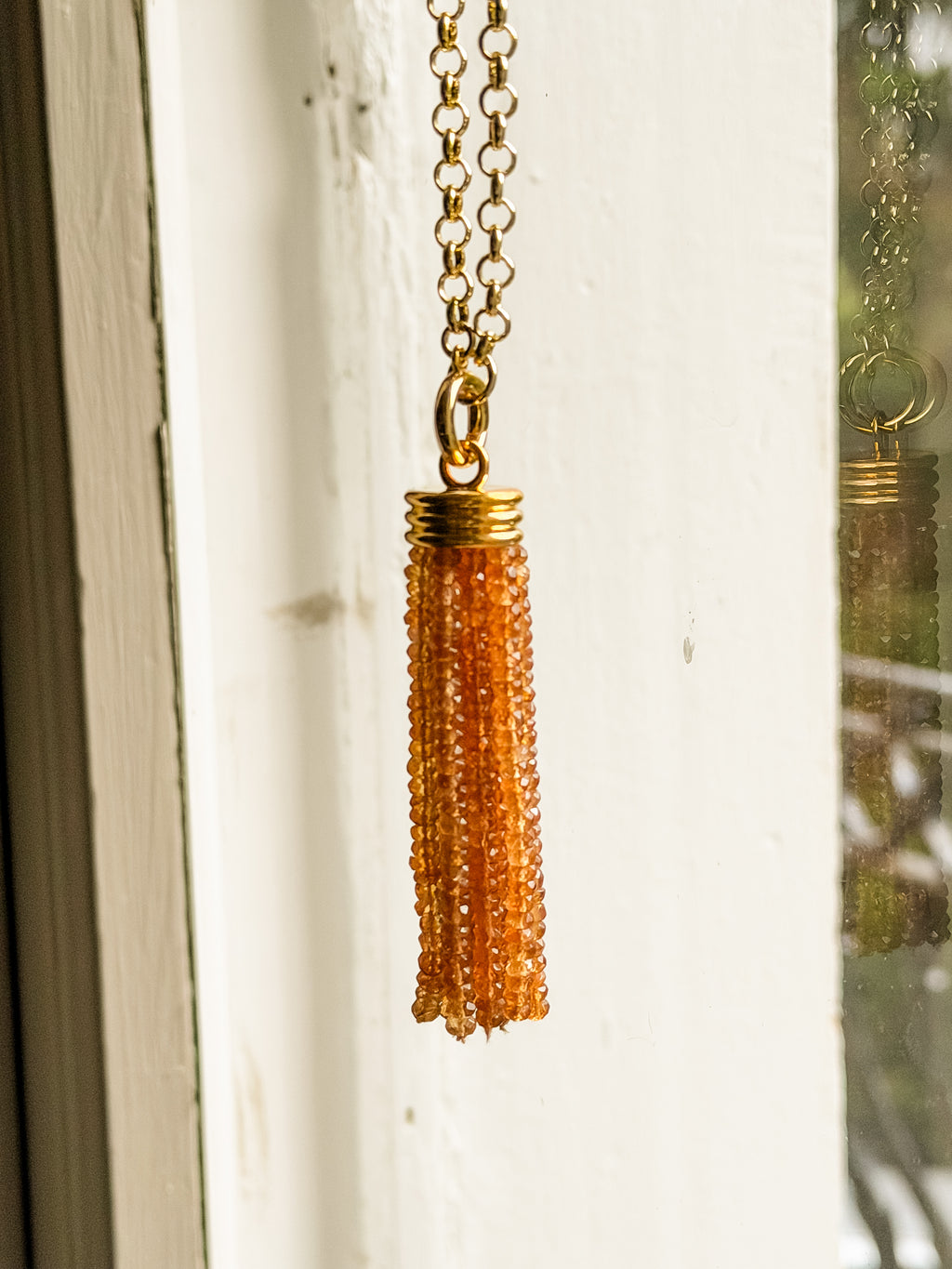 Tassel Pendant: Orange Carnelian