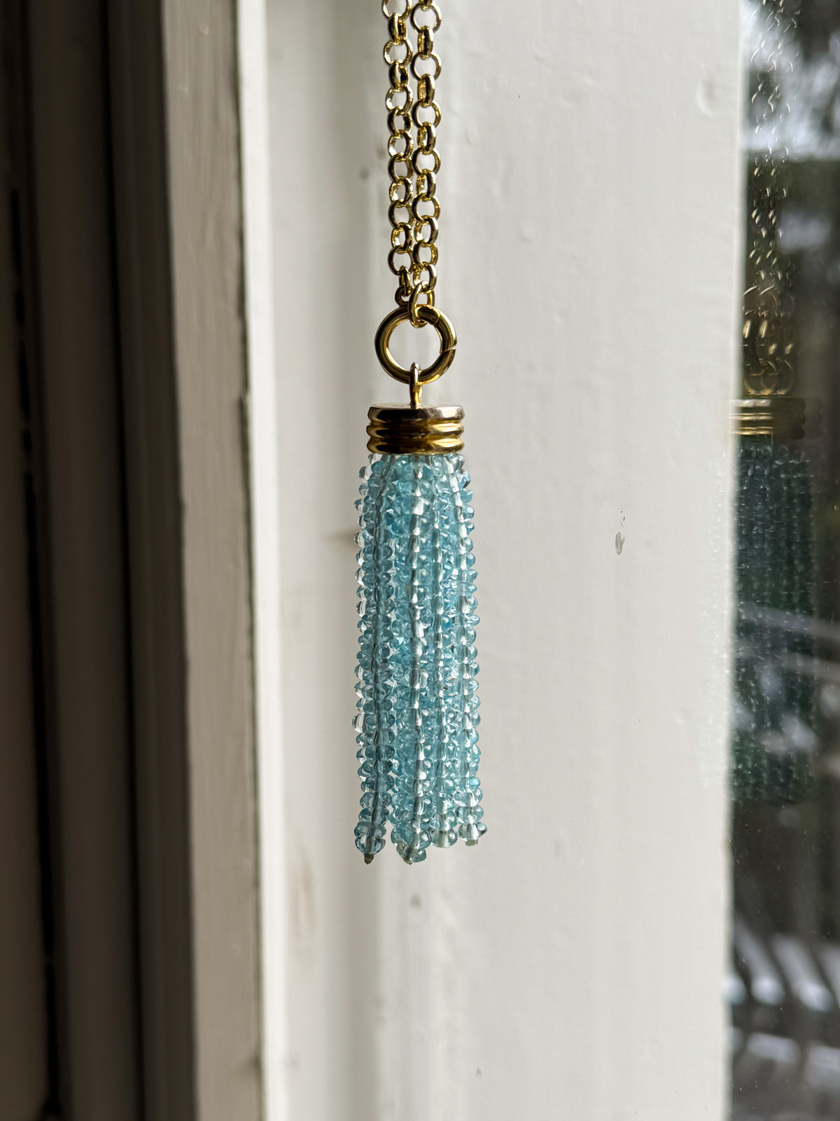 Tassel Pendant -  Light  Blue Topaz