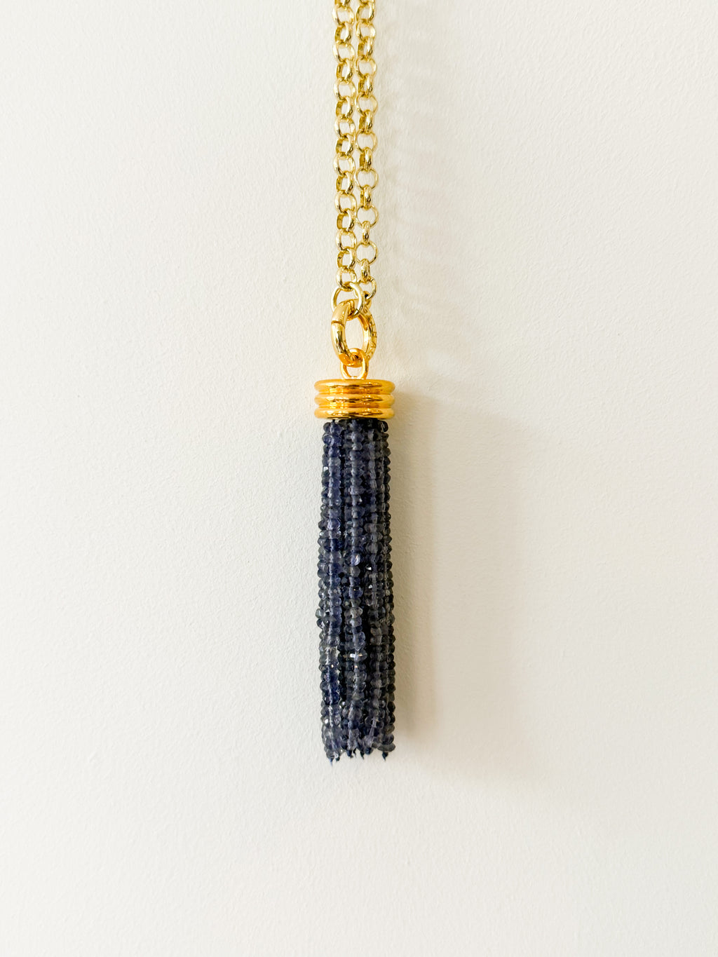 Tassel Pendant: Navy blue Iolite