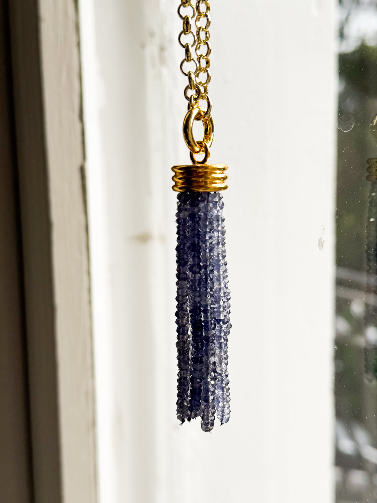 Tassel Pendant: Navy blue Iolite
