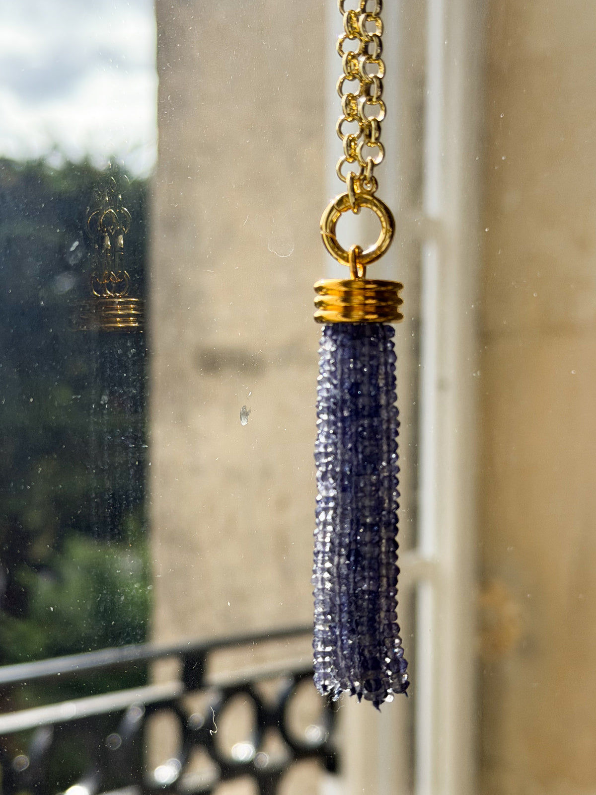 Tassel Pendant: Navy blue Iolite