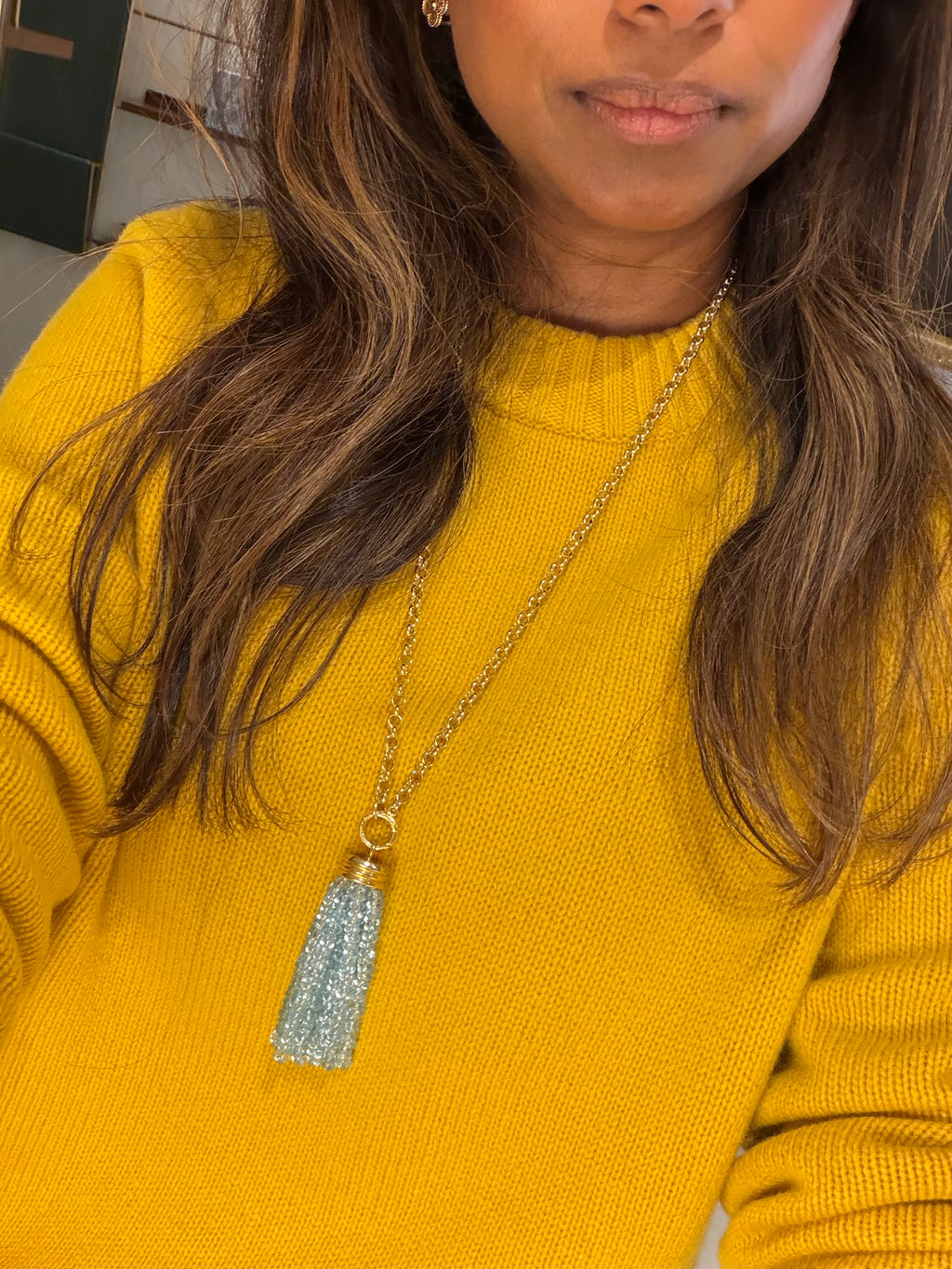 Tassel Pendant -  Light  Blue Topaz