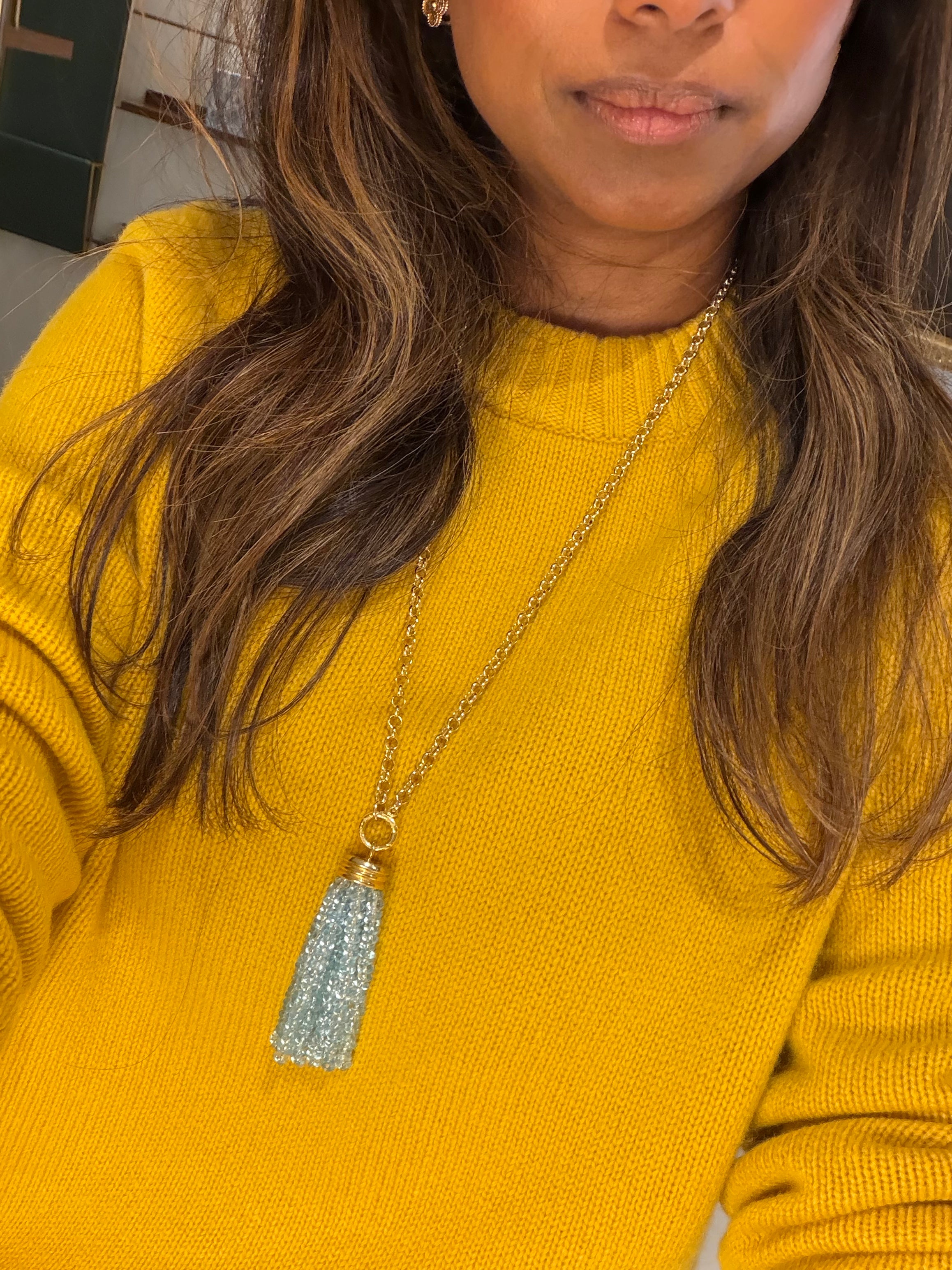 Tassel Pendant -  Light  Blue Topaz
