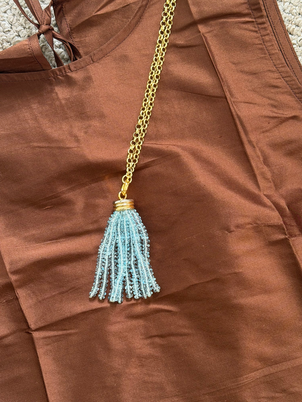 Tassel Pendant -  Light  Blue Topaz