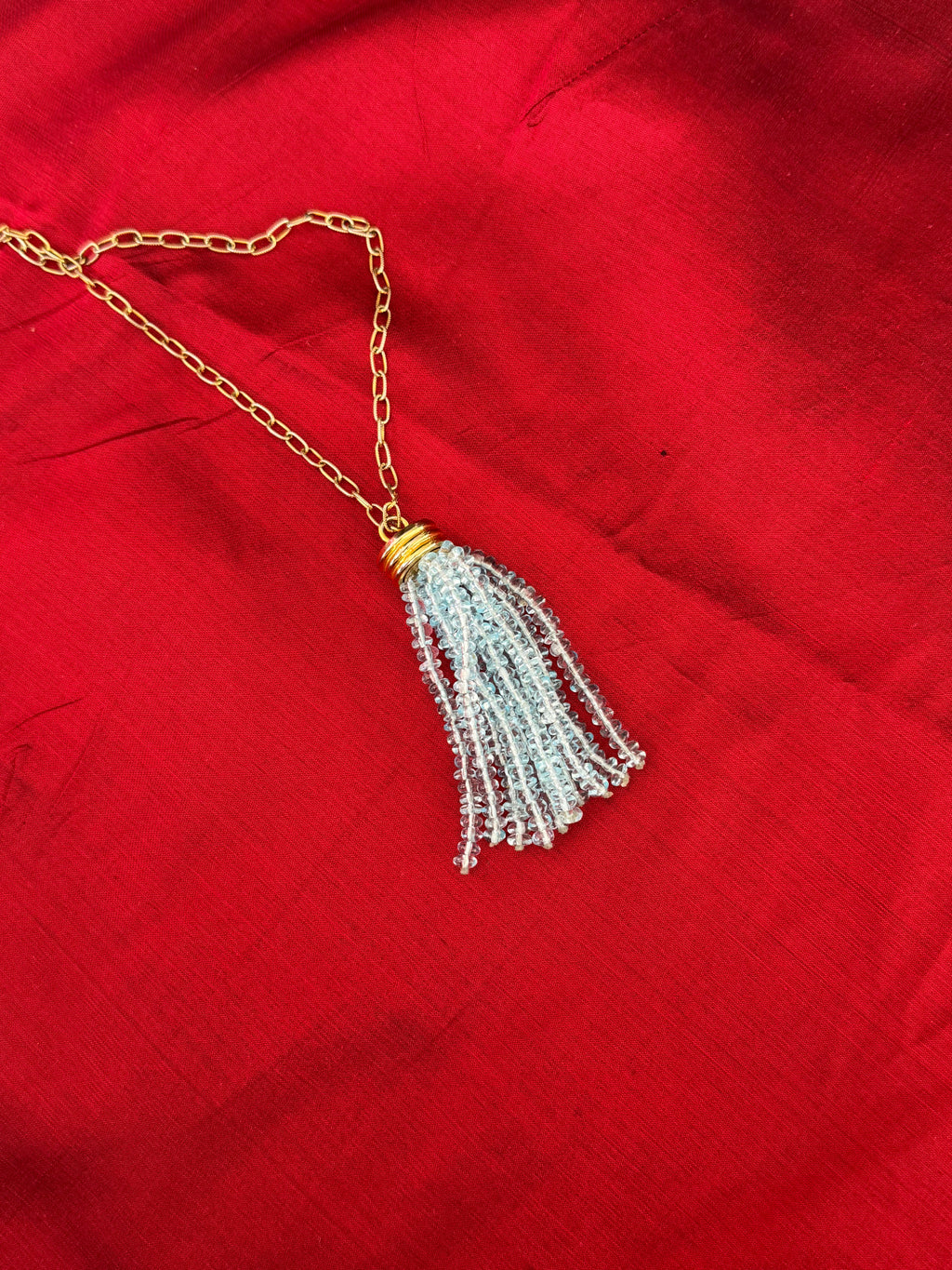 Tassel Pendant -  Light  Blue Topaz