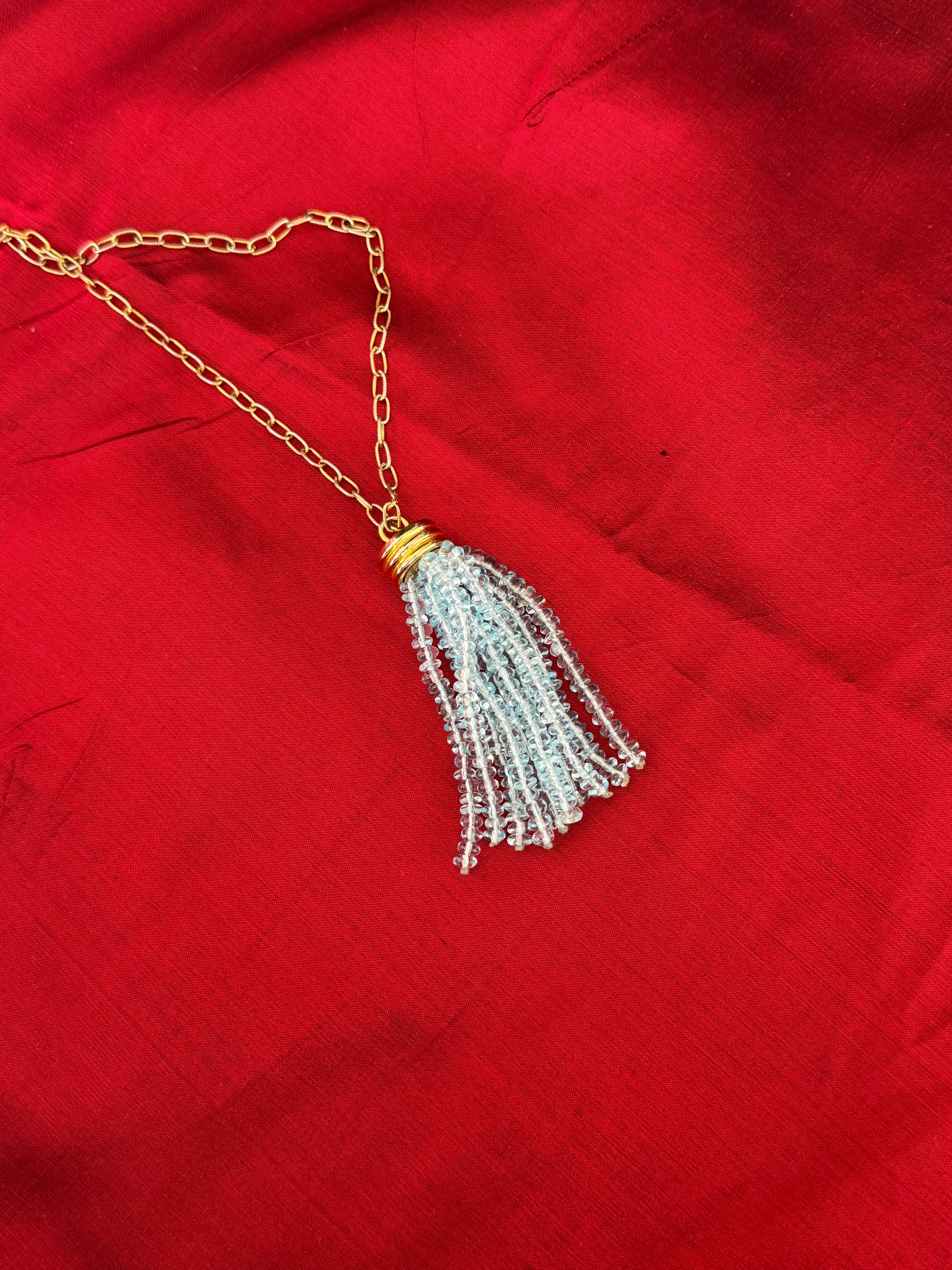 Tassel Pendant -  Light  Blue Topaz