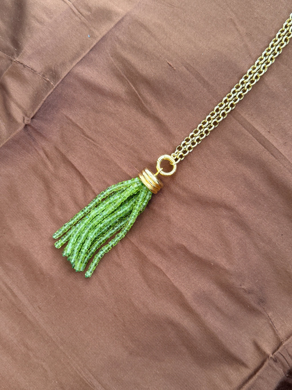 Tassel Pendant: Peridot Stone