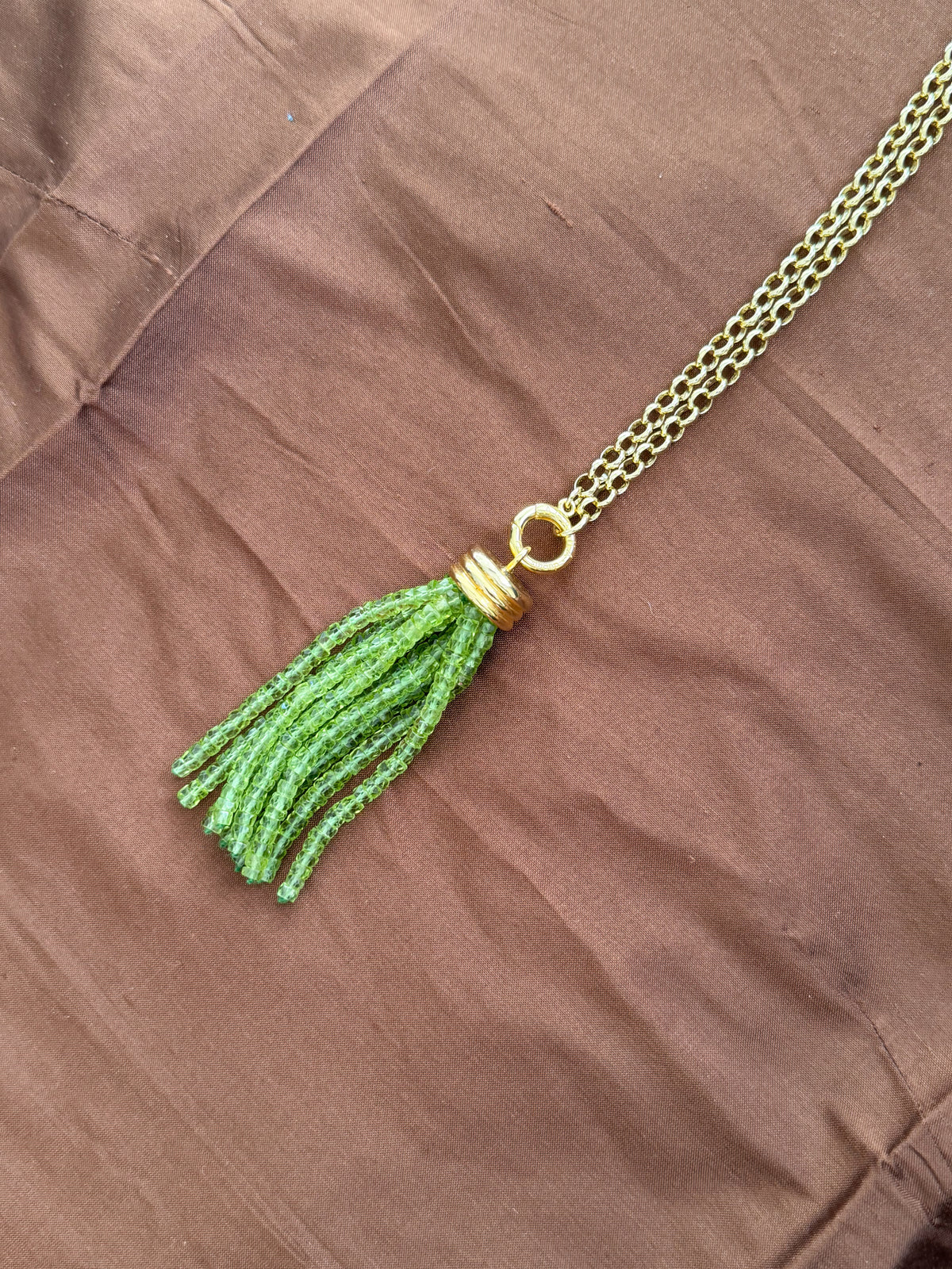 Tassel Pendant: Peridot Stone