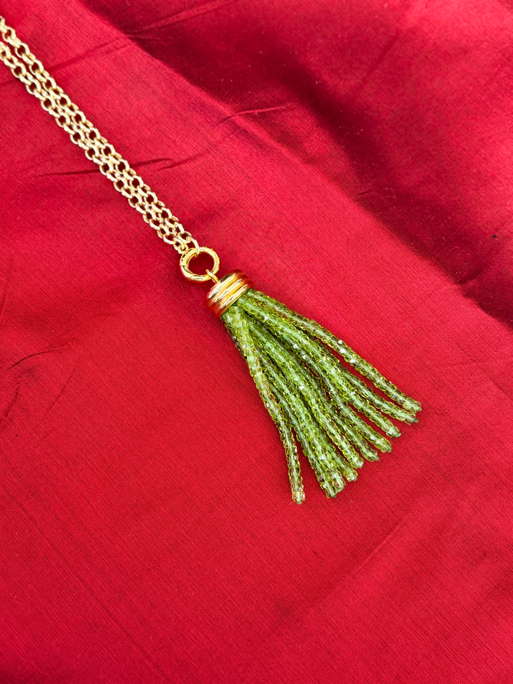 Tassel Pendant: Peridot Stone
